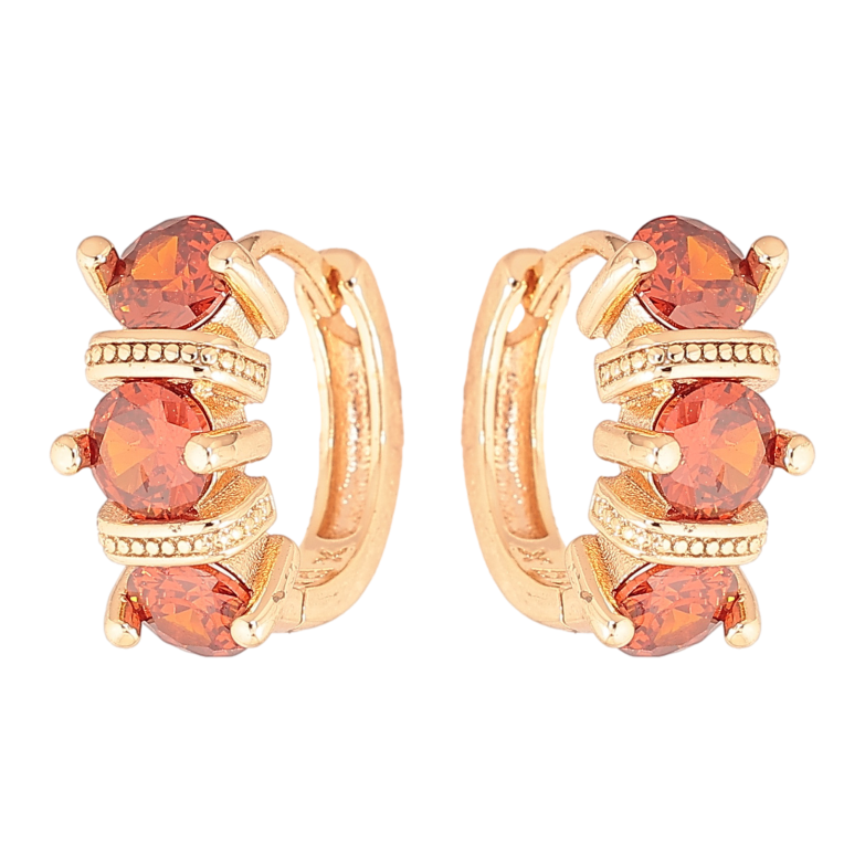 Серьги Xuping M&L цвет 18K колечки "Узор с красными кристаллами" фото №4