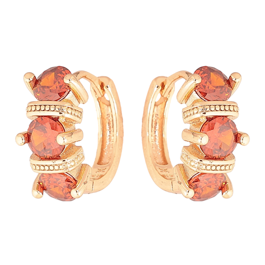 Серьги Xuping M&L цвет 18K колечки "Узор с красными кристаллами" фото №1