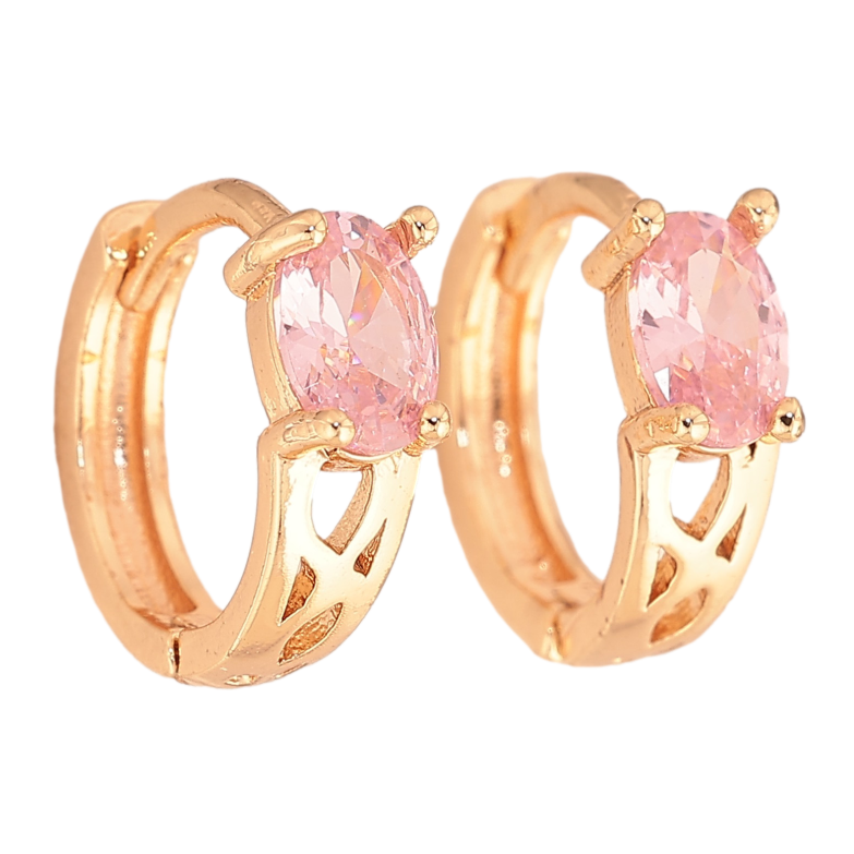 Серьги Xuping M&L цвет 18K колечки "Узор с розовыми кристаллами" фото №1