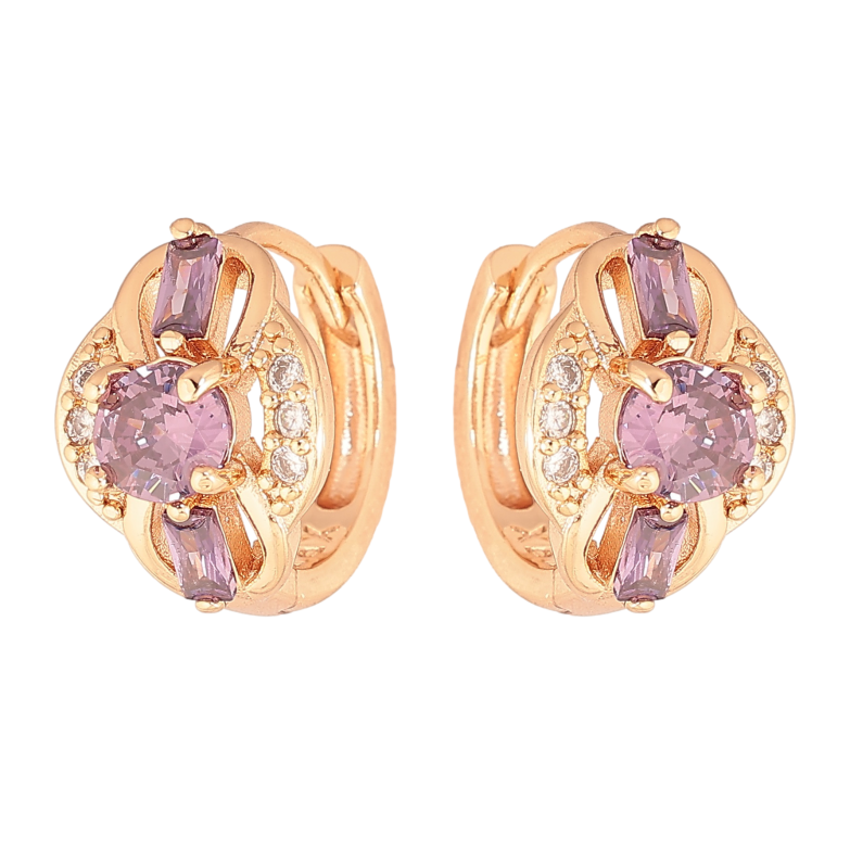 Серьги Xuping M&L цвет 18K колечки "Узор с сиреневыми кристаллами" фото №13