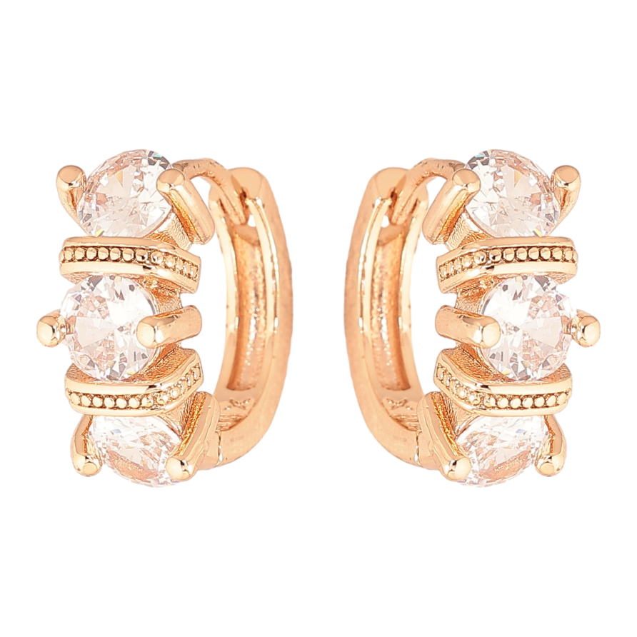 Серьги Xuping M&L цвет 18K колечки "Узор с кристаллами" фото №1