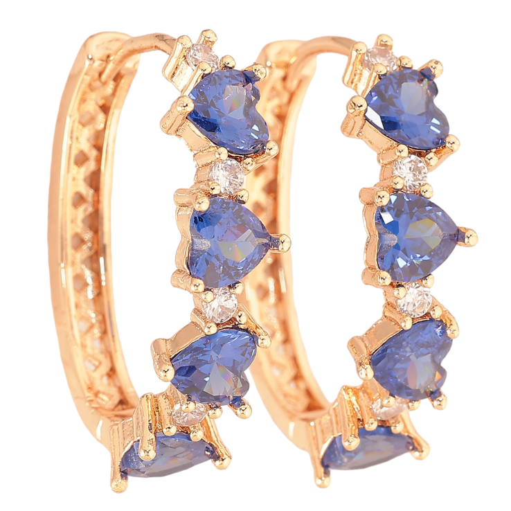 Сережки Xuping M&L колір 18K колечка "Візерунок з синіми кристальними серцями" фото №10 Сережки Xuping M&L колір 18K колечка "Візерунок з синіми кристальними серцями" фото №10