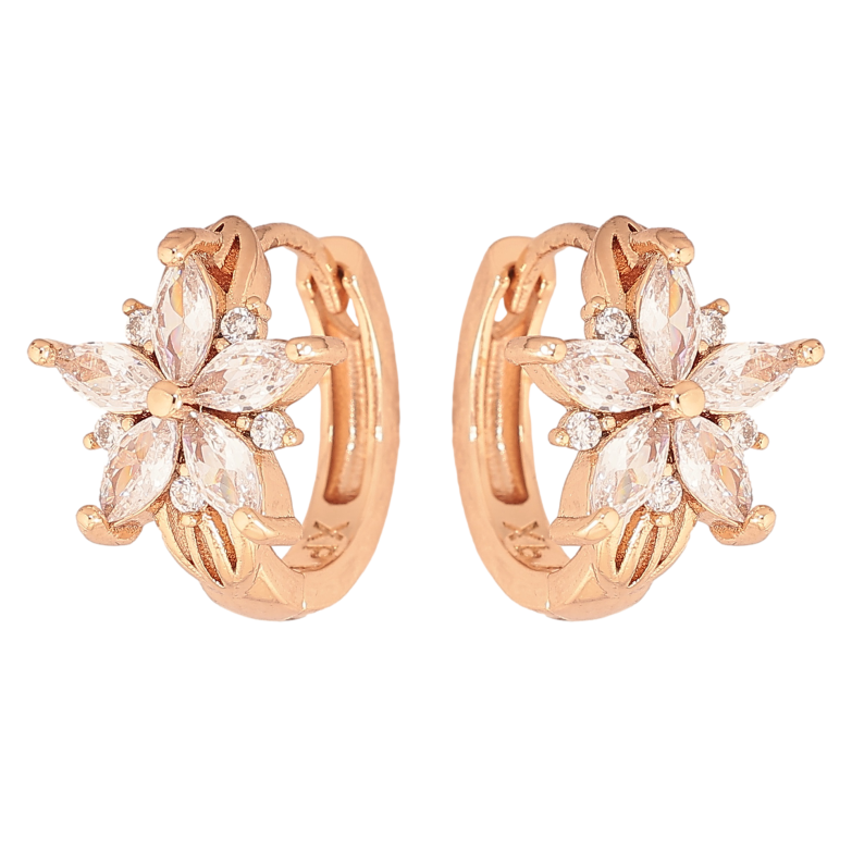 Сережки Xuping M&L колір 18K колечка "Кристальні квіточки" фото №5