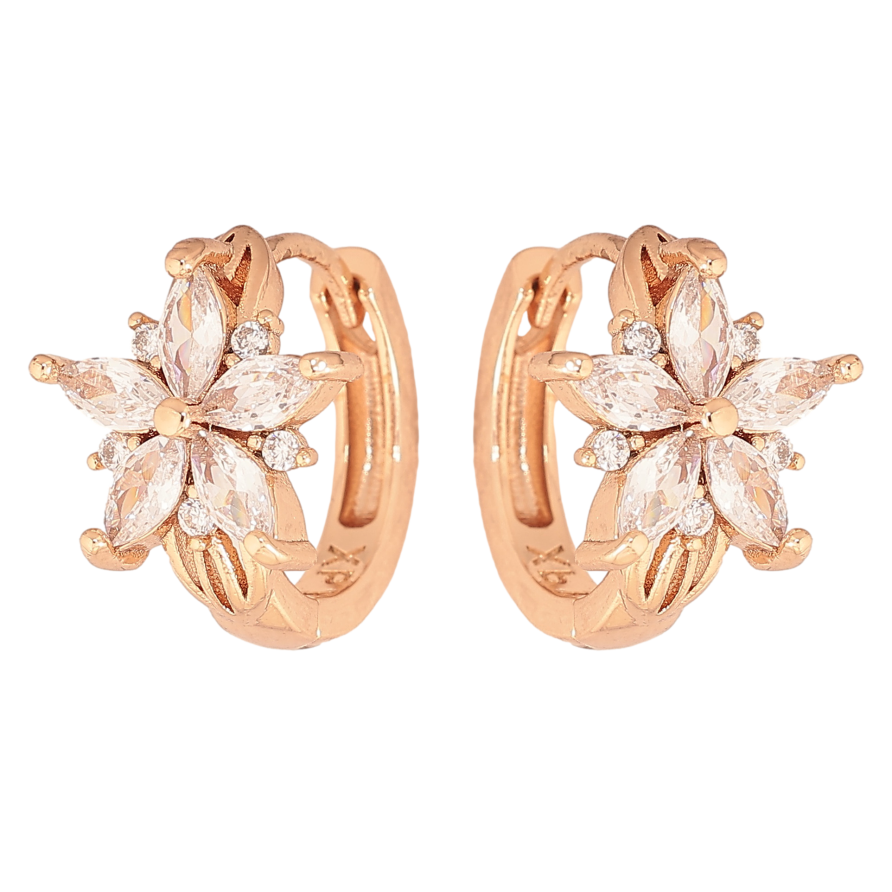 Серьги Xuping M&L цвет 18K колечки "Кристальные цветочки" фото №1