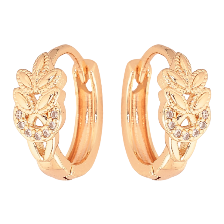 Серьги Xuping M&L цвет 18K колечки "Узор с кристаллами"  изогнутые застежки фото №10