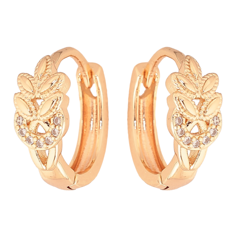 Серьги Xuping M&L цвет 18K колечки "Узор с кристаллами"  изогнутые застежки фото №1