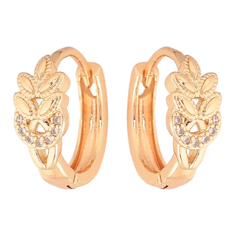 Сережки Xuping M&L колір 18K колечка "Візерунок з кристалами" вигнуті застібки фото №1