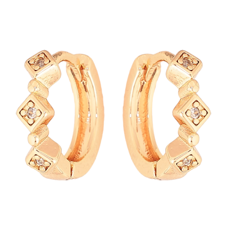 Серьги Xuping M&L цвет 18K колечки "Узор с кристаллами" фото №5