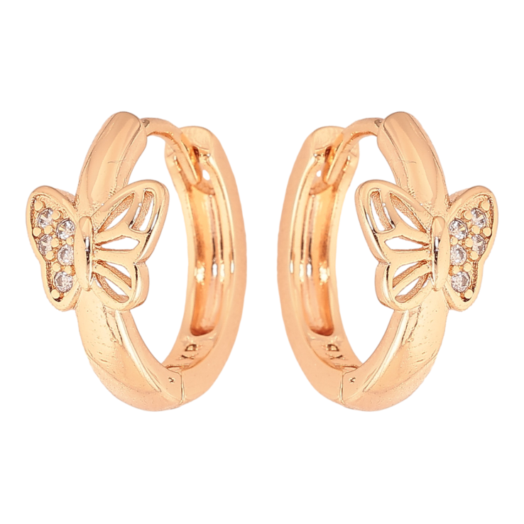 Серьги Xuping M&L цвет 18K колечки "Бабочки с кристаллами" фото №3