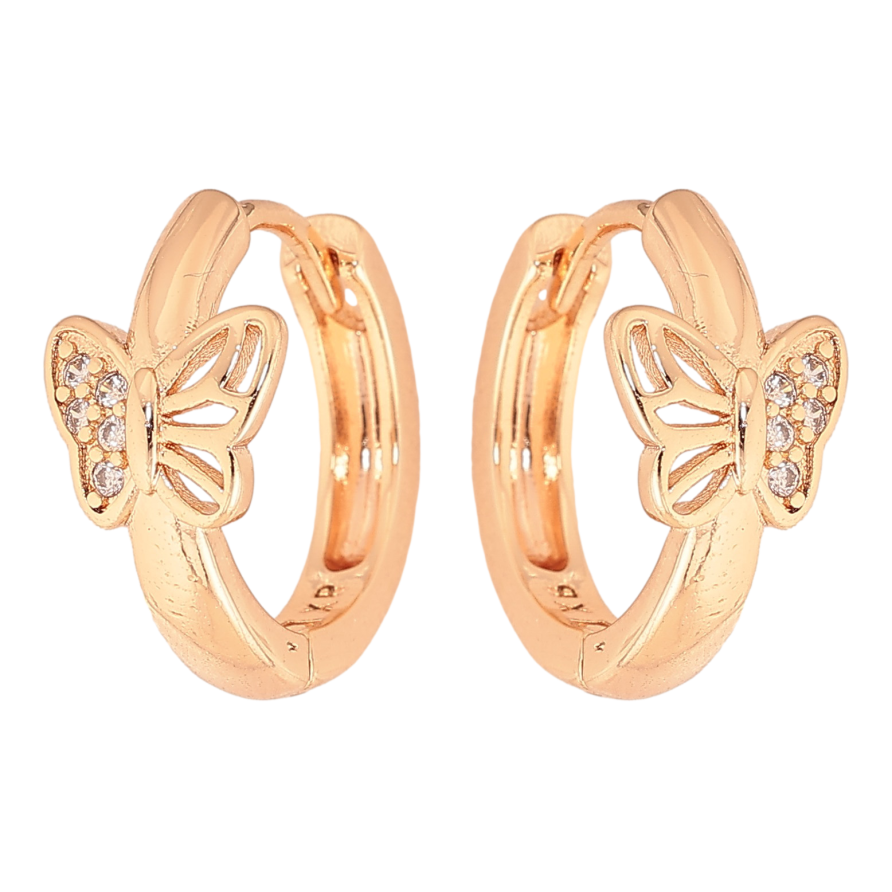 Сережки Xuping M&L колір 18K колечка "Метелики з кристалами" фото №1