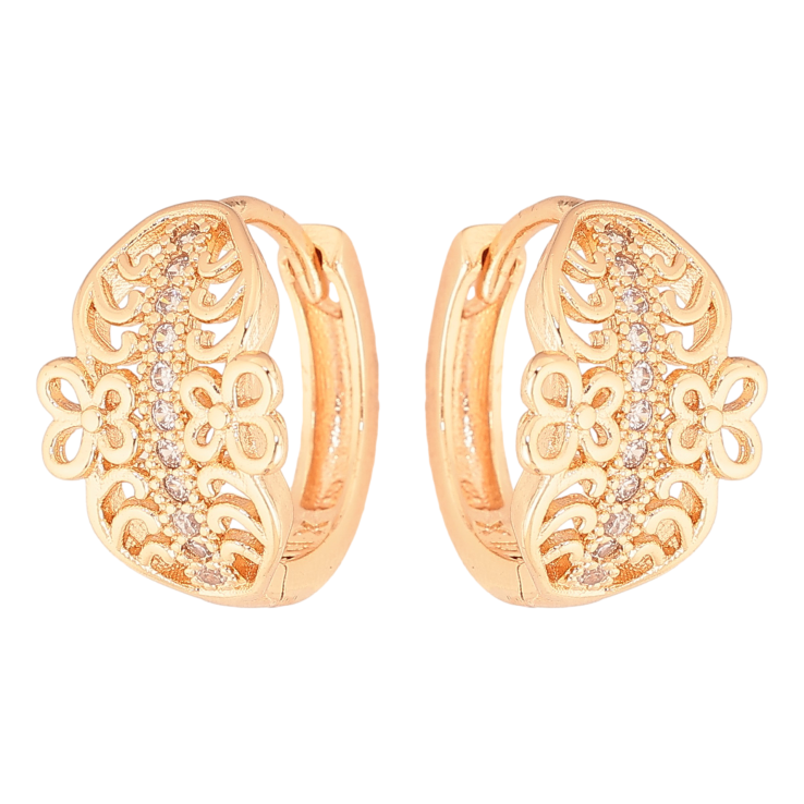 Сережки Xuping M&L колір 18K колечка "Ажурний візерунок з кристалами" фото №16