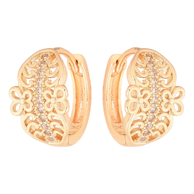Сережки Xuping M&L колір 18K колечка "Ажурний візерунок з кристалами" фото №1