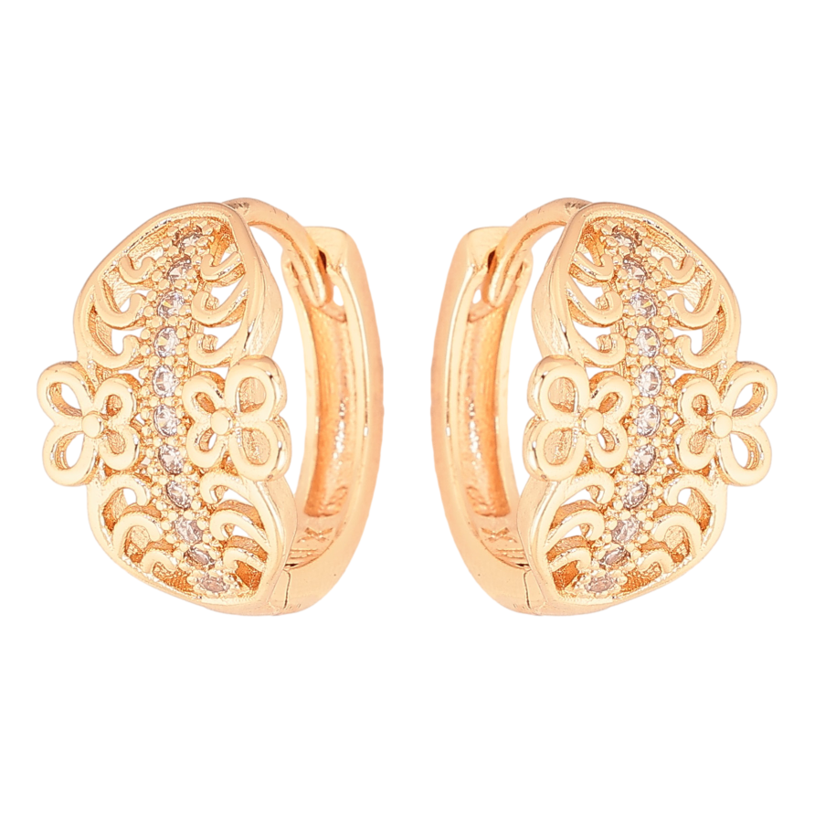 Сережки Xuping M&L колір 18K колечка "Ажурний візерунок з кристалами" фото №1