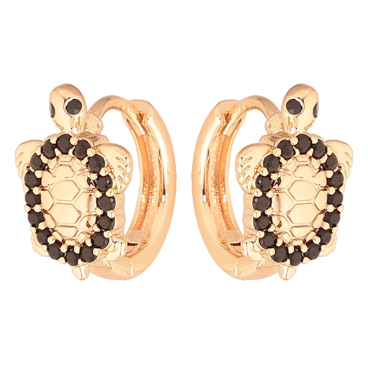 Сережки Xuping M&L колір 18K колечка "Черепаха з чорними кристалами" фото №15