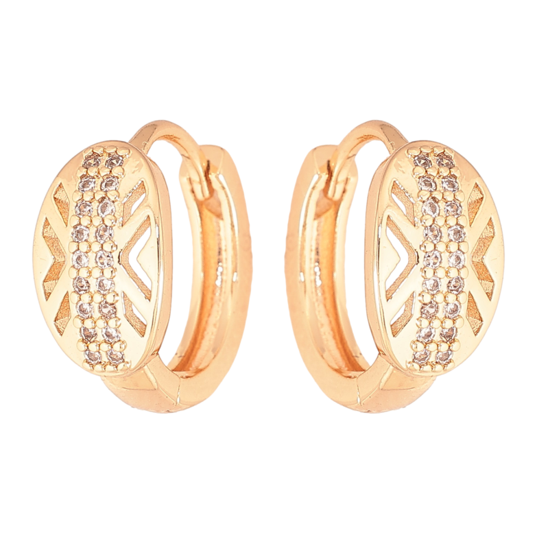 Серьги Xuping M&L цвет 18K колечки "Узор с кристаллами" фото №1