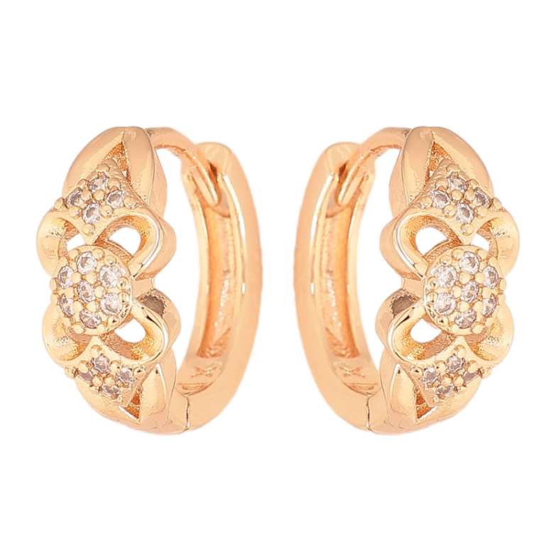 Серьги Xuping M&L цвет 18K колечки "Узор цветочки с кристаллами" фото №1