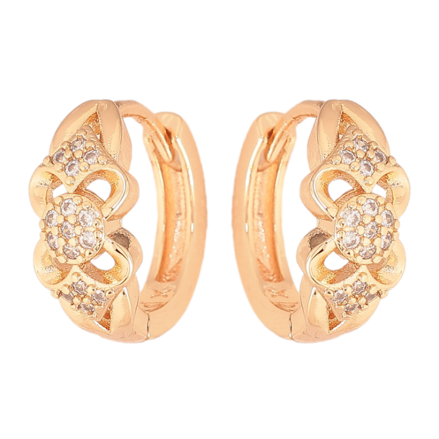 Серьги Xuping M&L цвет 18K колечки "Узор цветочки с кристаллами" фото №1