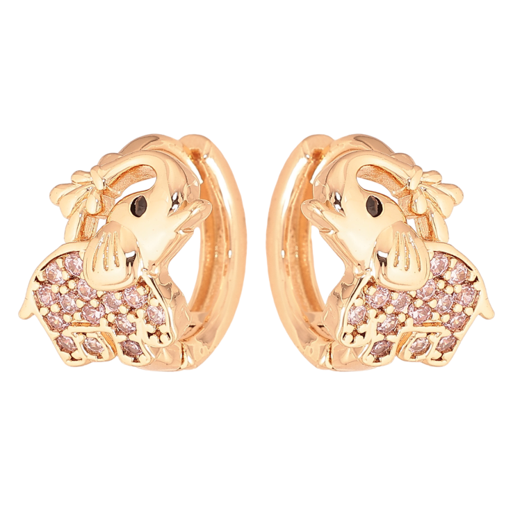 Сережки Xuping M&L колір 18K колечка "Слоненята з рожевими кристалами" фото №5