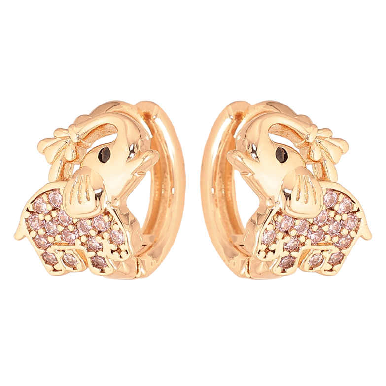 Сережки Xuping M&L колір 18K колечка "Слоненята з рожевими кристалами" фото №1 Сережки Xuping M&L колір 18K колечка "Слоненята з рожевими кристалами" фото №1
