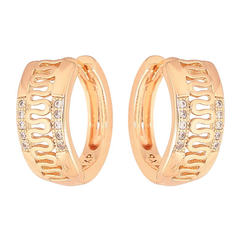 Сережки Xuping M&L колір 18K колечка "Візерунок з кристалами" фото №1 Сережки Xuping M&L колір 18K колечка "Візерунок з кристалами" фото №1