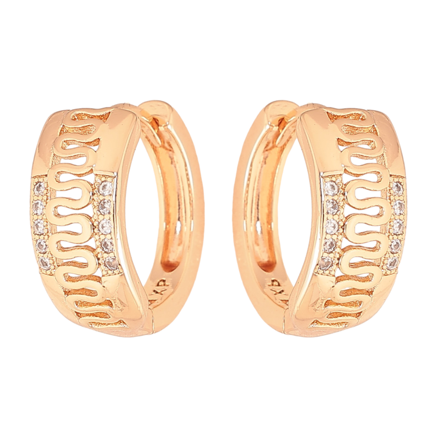 Сережки Xuping M&L колір 18K колечка "Візерунок з кристалами" фото №1 Сережки Xuping M&L колір 18K колечка "Візерунок з кристалами" фото №1