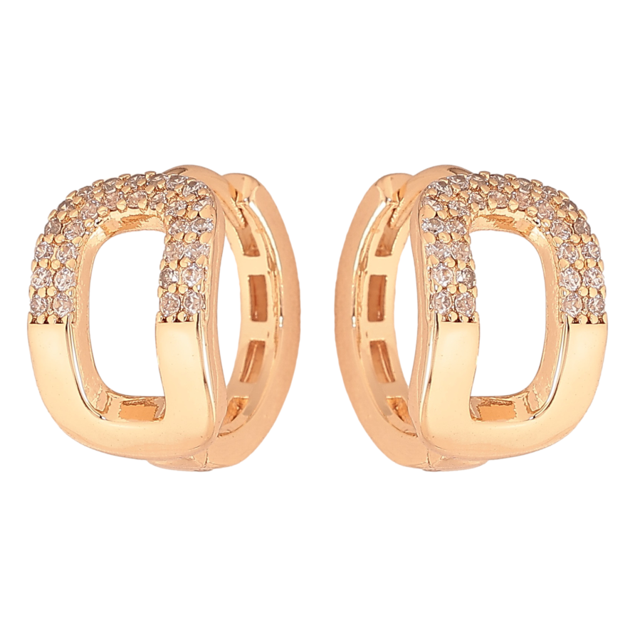 Сережки Xuping M&L колір 18K колечка "Візерунок з кристалами" фото №1