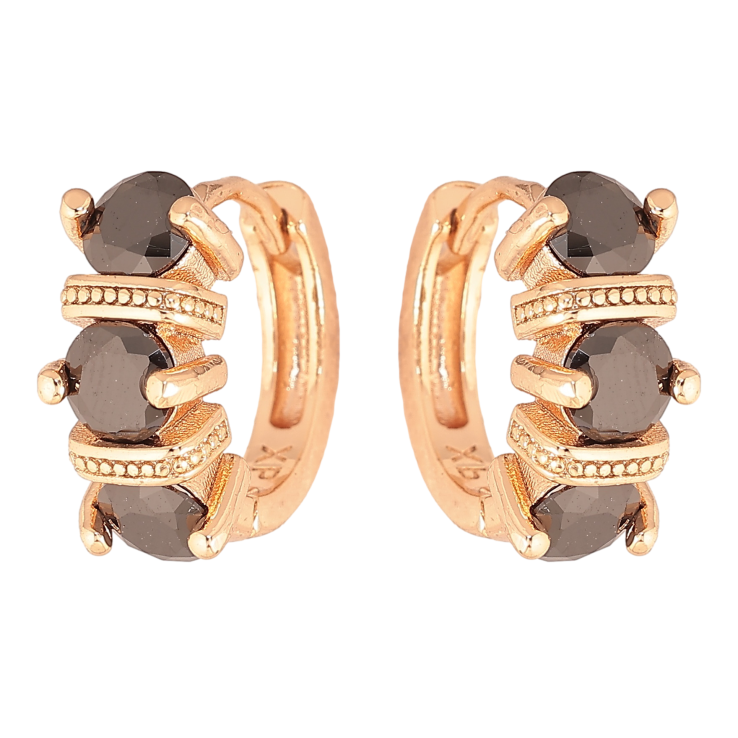 Серьги Xuping M&L цвет 18K колечки "Узор с черными кристаллами" фото №17