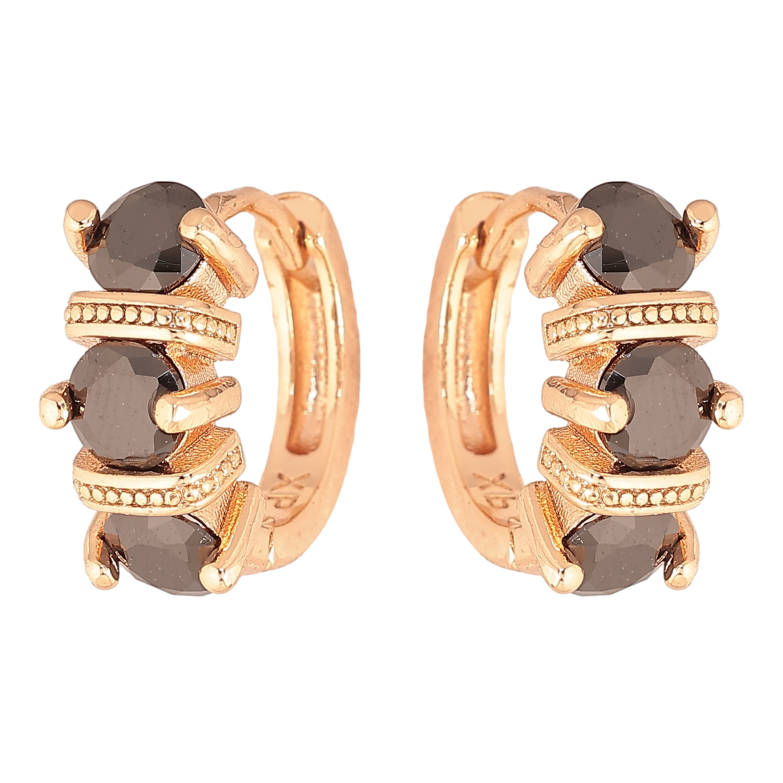 Серьги Xuping M&L цвет 18K колечки "Узор с черными кристаллами" фото №19
