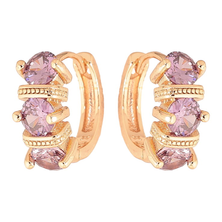 Серьги Xuping M&L цвет 18K колечки "Узор с сиреневыми кристаллами" фото №15