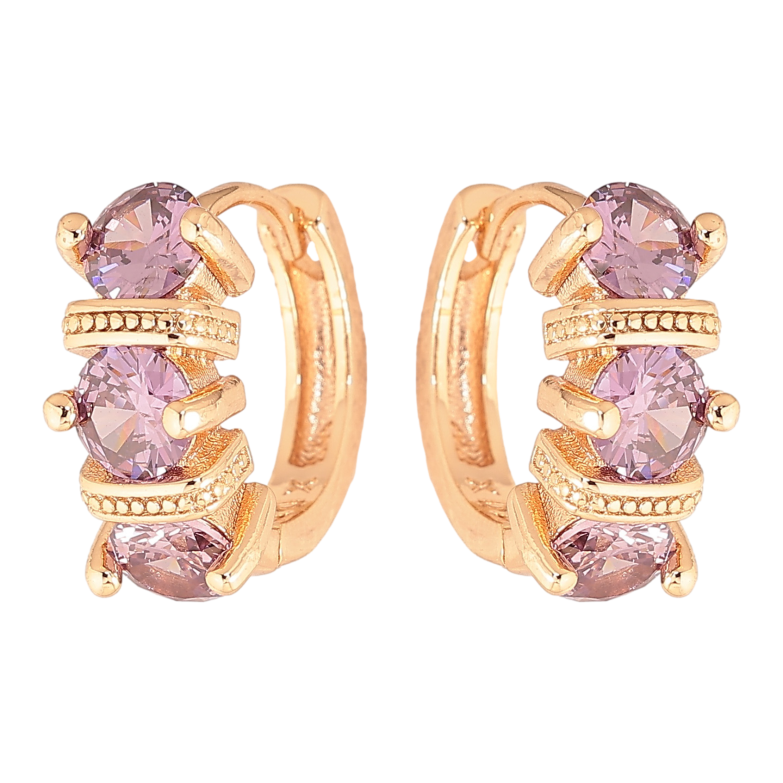 Серьги Xuping M&L цвет 18K колечки "Узор с сиреневыми кристаллами" фото №21