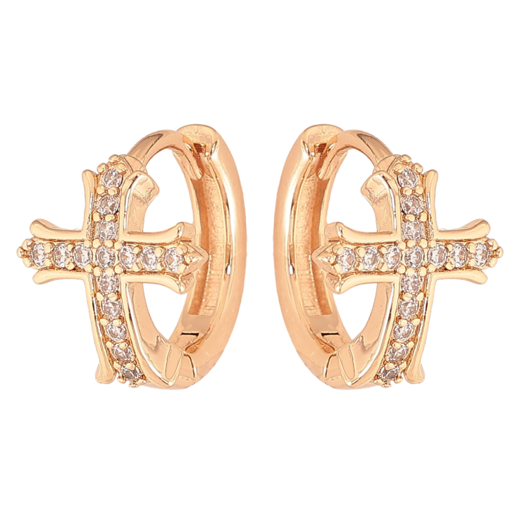 Сережки Xuping M&L колір 18K колечка "Хрестики з кристалами" фото №8 Сережки Xuping M&L колір 18K колечка "Хрестики з кристалами" фото №8