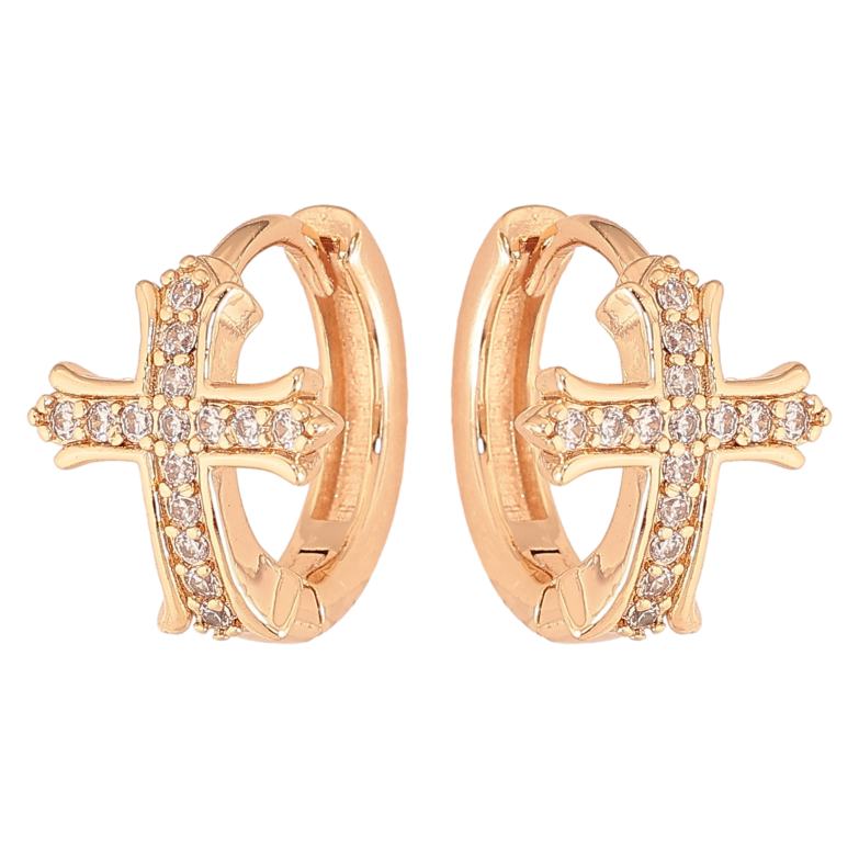 Сережки Xuping M&L колір 18K колечка "Хрестики з кристалами" фото №1