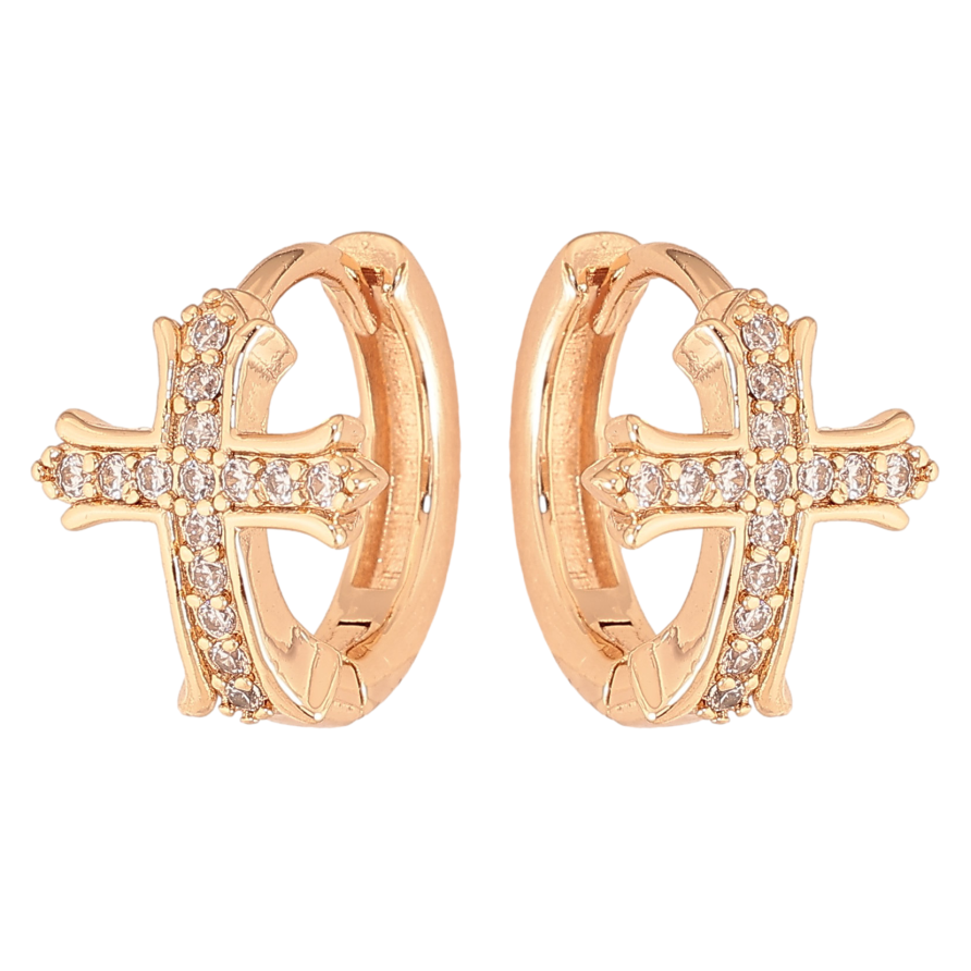 Сережки Xuping M&L колір 18K колечка "Хрестики з кристалами" фото №1