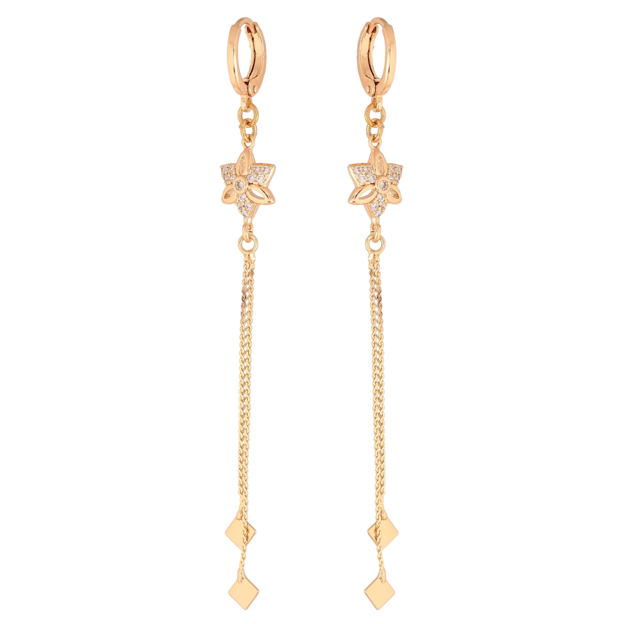 Серьги Xuping M&L цвет 18K подвески на колечках "Цветочки с кристаллами" фото №1