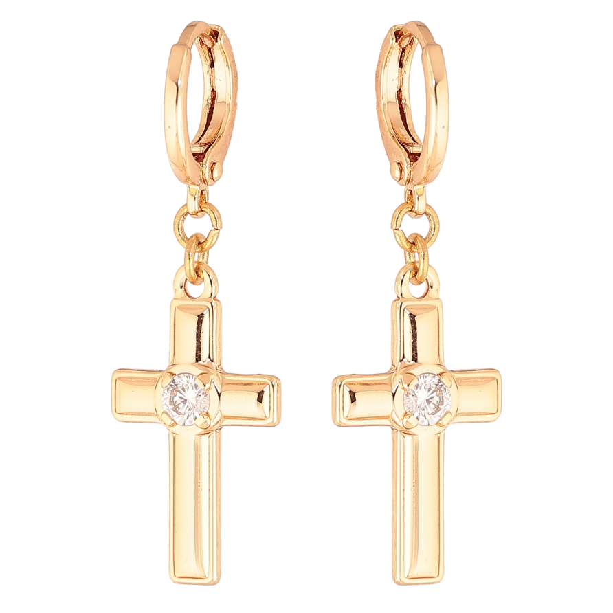 Сережки Xuping M&L колір 18K підвіски на колечках "Хрестики з кристалами" фото №1 Сережки Xuping M&L колір 18K підвіски на колечках "Хрестики з кристалами" фото №1