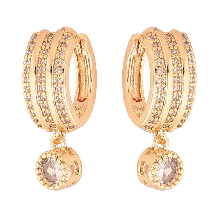 Сережки Xuping M&L колір 18K підвіски на колечках "Візерунок з доріжками кристалів" фото №17 Сережки Xuping M&L колір 18K підвіски на колечках "Візерунок з доріжками кристалів" фото №17