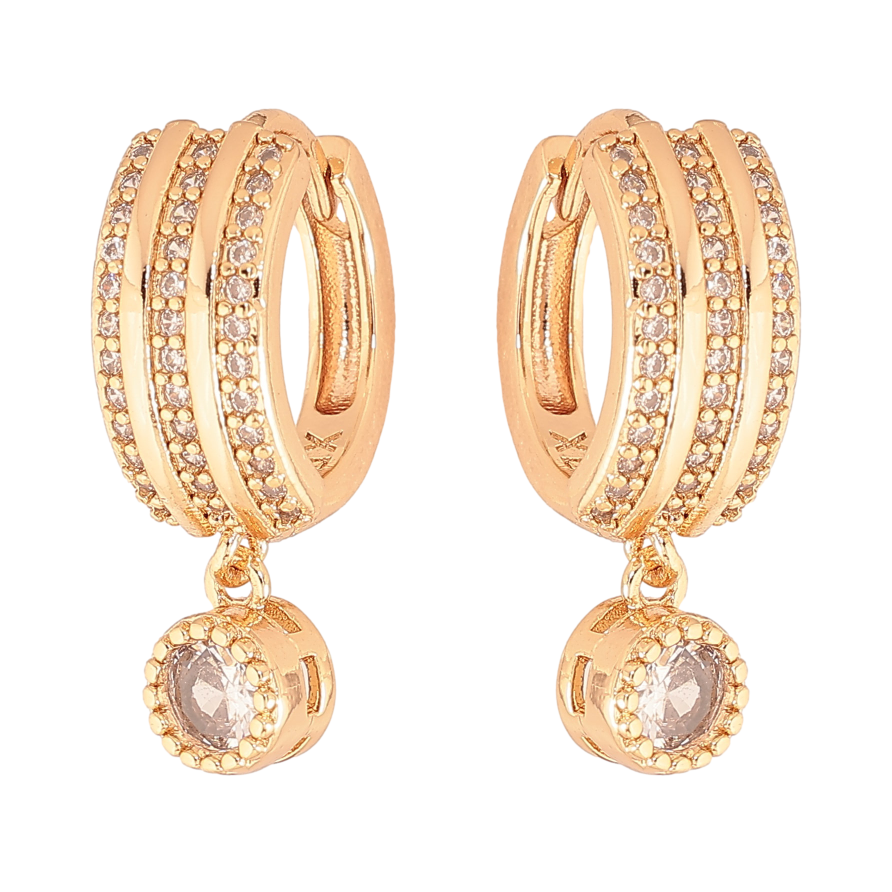 Серьги Xuping M&L цвет 18K подвески на колечках "Узор с дорожками кристаллов" фото №1 Серьги Xuping M&L цвет 18K подвески на колечках "Узор с дорожками кристаллов" фото №1