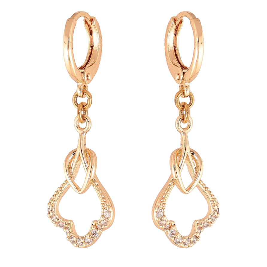 Серьги Xuping M&L цвет 18K подвески на колечках "Узор с кристаллами" фото №1 Серьги Xuping M&L цвет 18K подвески на колечках "Узор с кристаллами" фото №1