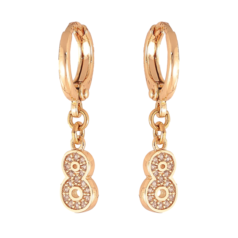 Сережки Xuping M&L колір 18K підвіски на колечках "Вісімки з кристалами" фото №1 Сережки Xuping M&L колір 18K підвіски на колечках "Вісімки з кристалами" фото №1