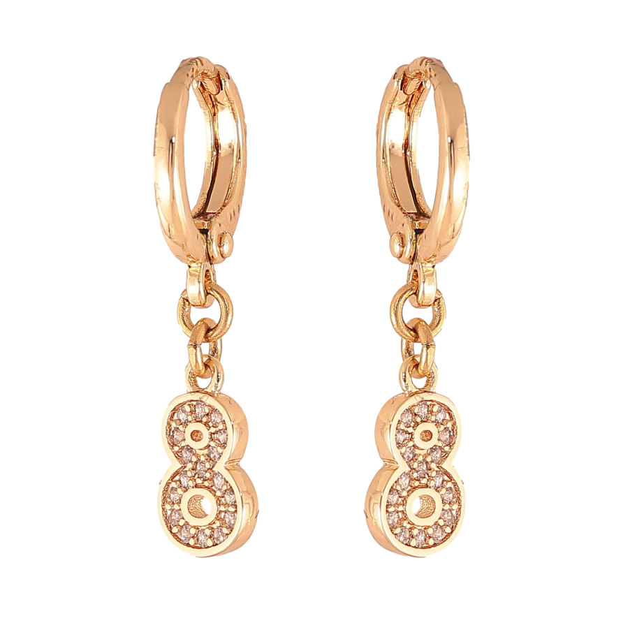 Сережки Xuping M&L колір 18K підвіски на колечках "Вісімки з кристалами" фото №1 Сережки Xuping M&L колір 18K підвіски на колечках "Вісімки з кристалами" фото №1