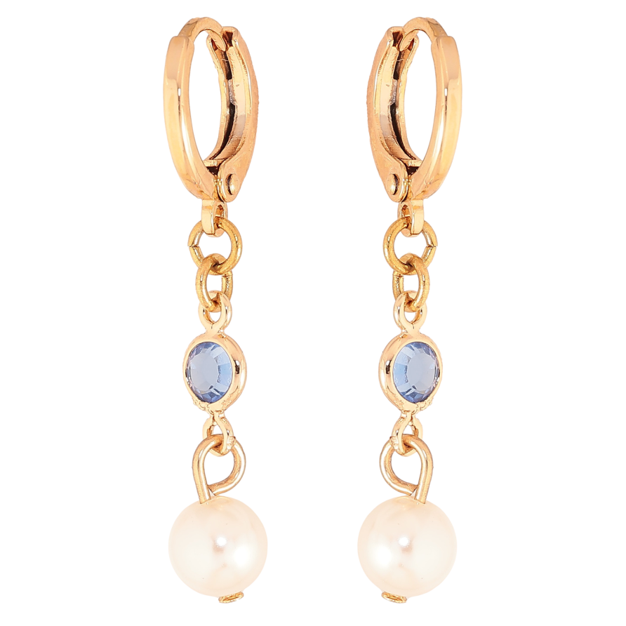 Сережки Xuping M&L колір 18К підвіски на колечках "Перлинні підвіски з синіми кристалами" фото №1