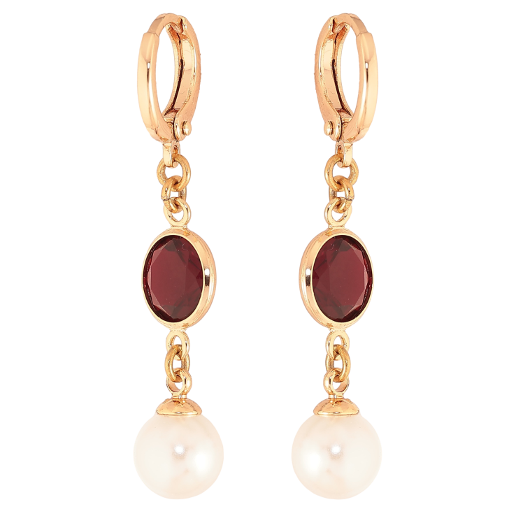 Сережки Xuping M&L колір 18К підвіски на колечках "Перлинні підвіски з бордовими кристалами" фото №18 Сережки Xuping M&L колір 18К підвіски на колечках "Перлинні підвіски з бордовими кристалами" фото №18