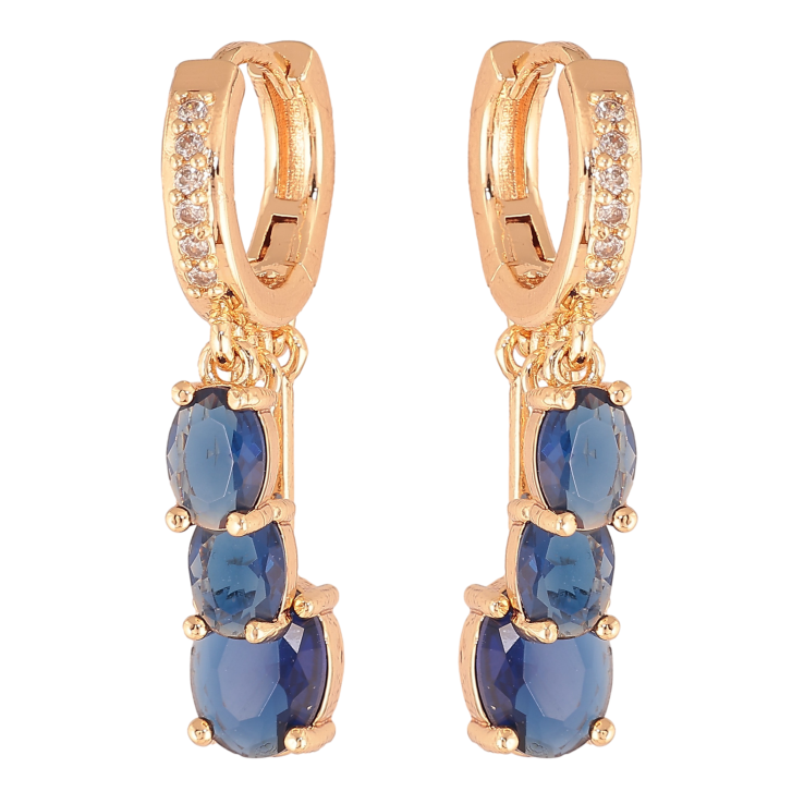 Сережки Xuping M&L колір 18K підвіски на колечках "Підвіски з синіми кристалами" фото №15 Сережки Xuping M&L колір 18K підвіски на колечках "Підвіски з синіми кристалами" фото №15