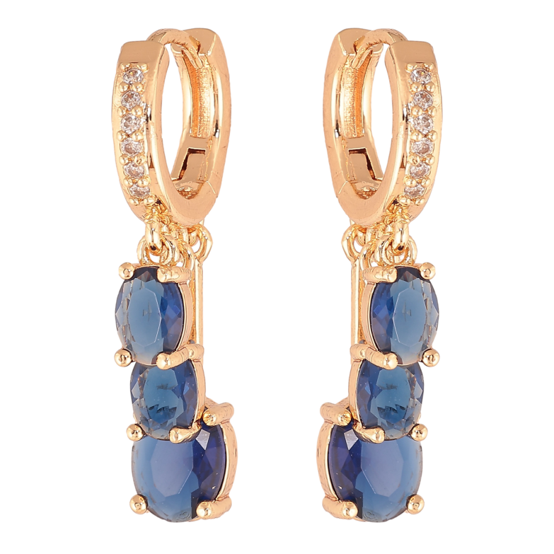 Серьги Xuping M&L цвет 18K подвески на колечках "Подвески с синими кристаллами" фото №1 Серьги Xuping M&L цвет 18K подвески на колечках "Подвески с синими кристаллами" фото №1