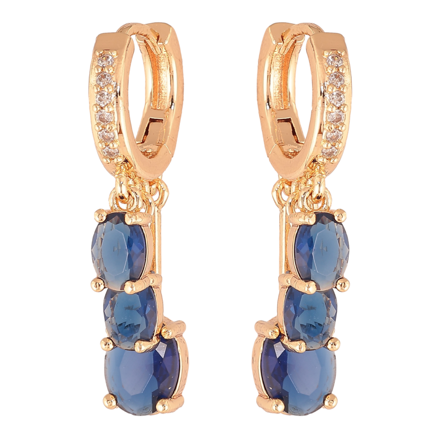 Сережки Xuping M&L колір 18K підвіски на колечках "Підвіски з синіми кристалами" фото №1 Сережки Xuping M&L колір 18K підвіски на колечках "Підвіски з синіми кристалами" фото №1