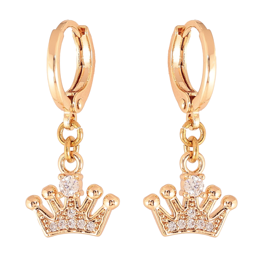 Серьги Xuping M&L цвет 18K подвески на колечках "Корона с кристаллами" фото №1 Серьги Xuping M&L цвет 18K подвески на колечках "Корона с кристаллами" фото №1