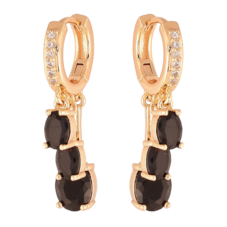 Серьги Xuping M&L цвет 18K подвески на колечках "Подвески с черными кристаллами" фото №11