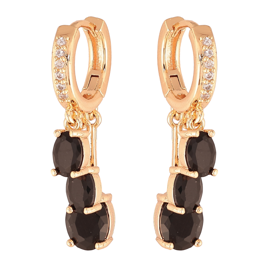 Серьги Xuping M&L цвет 18K подвески на колечках "Подвески с черными кристаллами" фото №1 Серьги Xuping M&L цвет 18K подвески на колечках "Подвески с черными кристаллами" фото №1