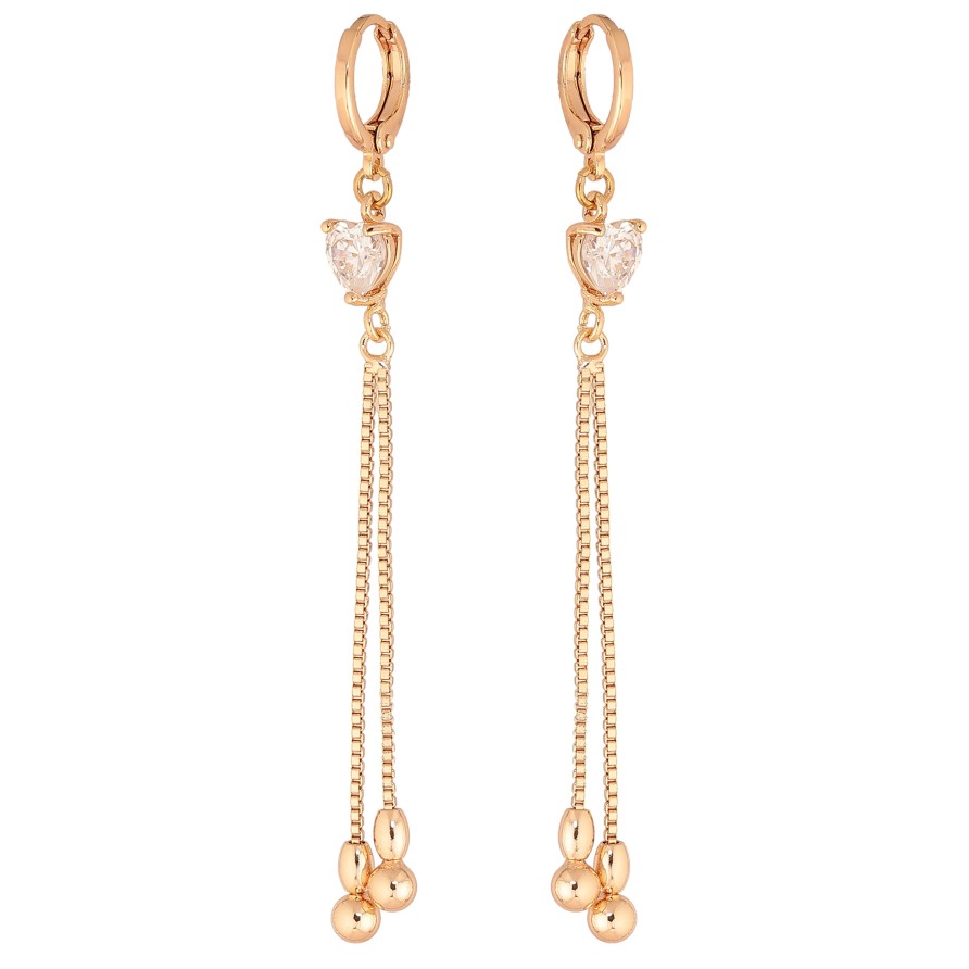 Сережки Xuping M&L колір 18K підвіски на колечках "Кристальні серця з підвісками" фото №1 Сережки Xuping M&L колір 18K підвіски на колечках "Кристальні серця з підвісками" фото №1