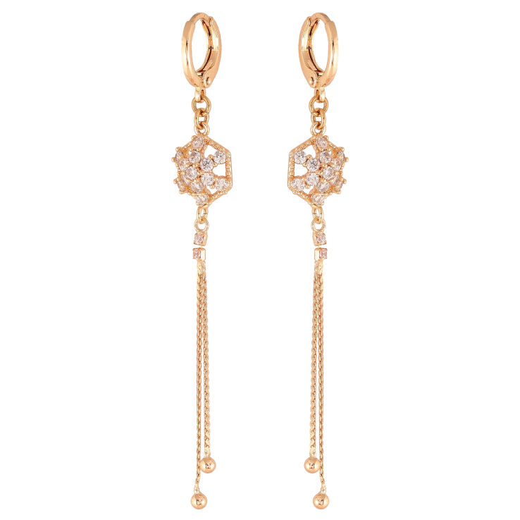 Серьги Xuping M&L цвет 18K подвески на колечках "Узор с кристаллами" фото №20